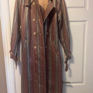 Chic snakeskin Striped Trench Coat in pink brown and grey